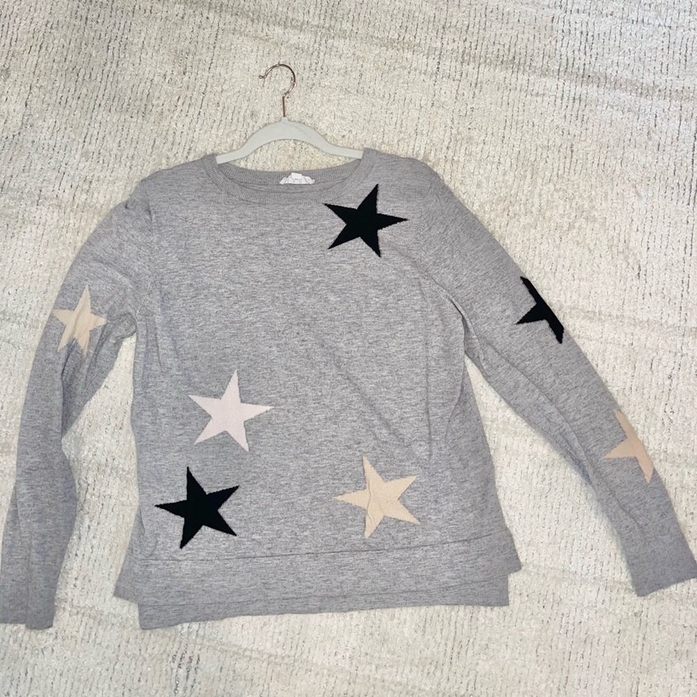 Grey Star-Print Women's Sweater - Casual Crewneck